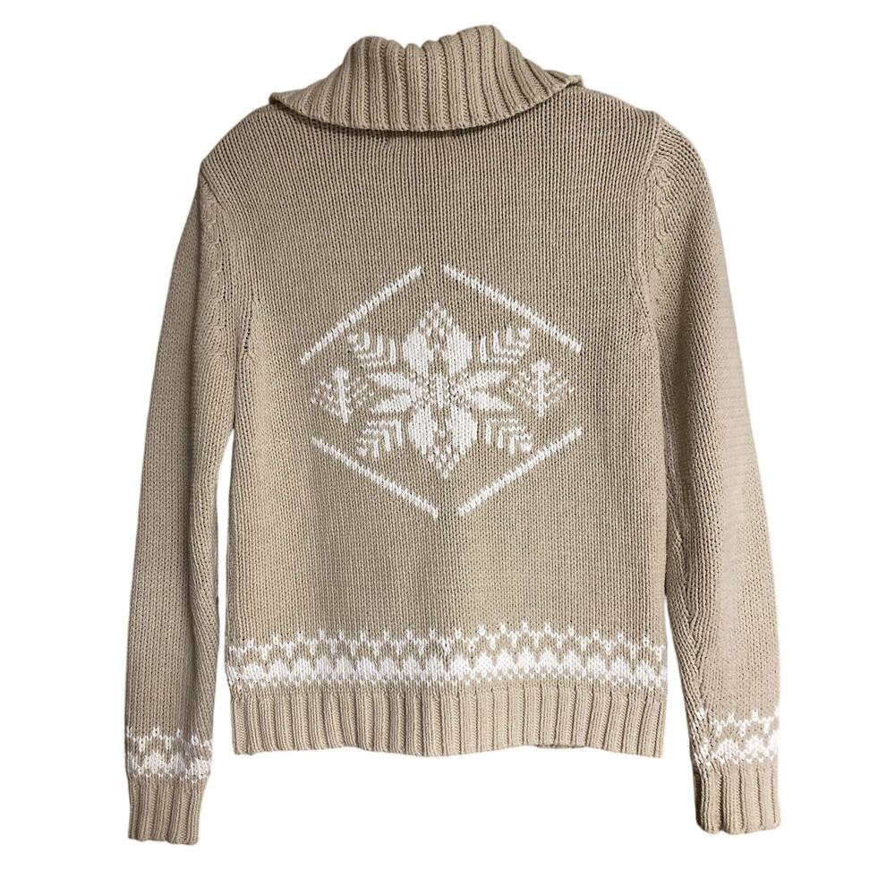 Eddie Bauer Cozy Sweater Womens Nordic Snowflake Chunky Knit Fall Christmas XS